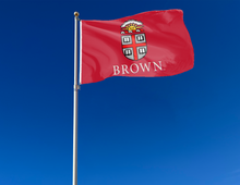 Load image into Gallery viewer, outdoor display of red brown university flag for tailgate decor