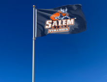 Load image into Gallery viewer, outdoor display of salem state university vikings flag for tailgate decor