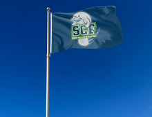 Load image into Gallery viewer, outdoor display of blue state college of florida flag for tailgate decor