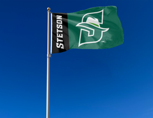 Load image into Gallery viewer, outdoor display of stetson university flag for tailgate decor