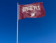 Load image into Gallery viewer, outdoor display of texas a&m international university dustdevils flag for tailgate decor