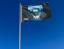 Load image into Gallery viewer, outdoor display of ucla basketball march madness 2026 flag for tailgate decor