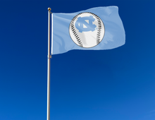 Load image into Gallery viewer, outdoor display of unc tar heels baseball flag for tailgate decor