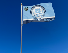 Load image into Gallery viewer, outdoor display of unc tar heels college world series 2024 Flag for tailgate decor