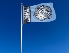 Load image into Gallery viewer, outdoor display of unc tar heels rameses ram 3x5 flag for tailgate decor