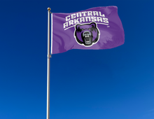 Load image into Gallery viewer, outdoor display of purple university of central arkansas flag for tailgate decor