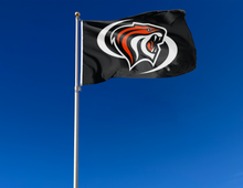 Load image into Gallery viewer, outdoor display of black university of the pacific tigers flag for tailgate decor
