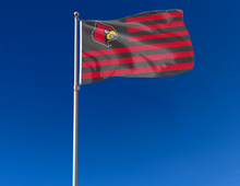 Load image into Gallery viewer, outdoor display of usa flag style louisville cardinals flag for tailgate decor