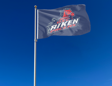 Load image into Gallery viewer, outdoor display of blue usc aiken pacers flag for tailgate decor