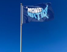 Load image into Gallery viewer, outdoor display of villanova university nova nation flag for tailgate decor