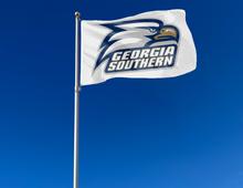 Load image into Gallery viewer, outdoor display of white georgia southern eagles flag for tailgate decor