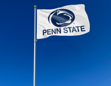 Load image into Gallery viewer, outdoor display of white penn state university flag for tailgate decor