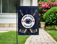 Load image into Gallery viewer, penn state hockey double sided garden flag hung for yard decor