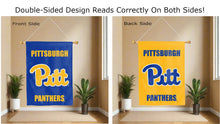 Load image into Gallery viewer, pittsburgh panthers logo reading correctly on both sides of blue and gold double sided house flag