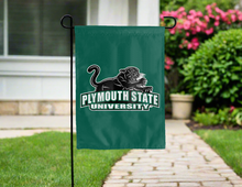 Load image into Gallery viewer, green plymouth state university double sided garden flag for yard decor