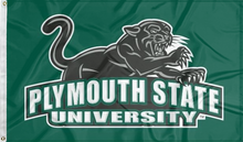 Load image into Gallery viewer, green plymouth state university panthers flag for college dorm decor