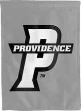 Load image into Gallery viewer, grey providence college double sided house flag with p logo for man cave decor