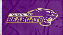 Load image into Gallery viewer, purple mckendree bearcats flag for college dorm decor