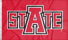 Load image into Gallery viewer, red arkansas state university flag for college dorm decor