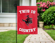 Load image into Gallery viewer, red double sided garden flag with this is northwestern rangers country logo for yard decor
