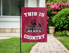 Load image into Gallery viewer, red double sided garden flag with this is suny potsdam bears country logo for yard decor