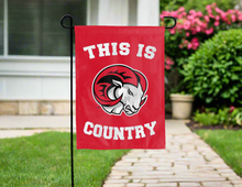 Load image into Gallery viewer, red double sided garden flag with this is wssu rams country logo for yard decor