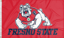 Load image into Gallery viewer, red fresno state university flag for college dorm decor