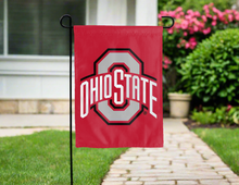 Load image into Gallery viewer, red ohio state university double sided garden flag for yard decor