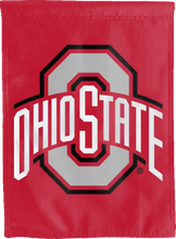 Load image into Gallery viewer, red ohio state university double sided house flag for man cave decor