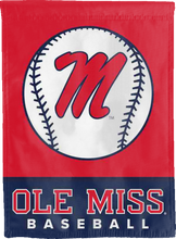 Load image into Gallery viewer, red ole miss baseball double sided house flag for college dorm decor