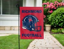 Load image into Gallery viewer, red richmond football double sided garden flag hung for yard decor