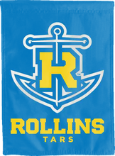 Load image into Gallery viewer, light blue rollins college double sided house flag for game day decor