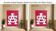 Load image into Gallery viewer, sa logo reading correctly on both sides of red south alabama double sided house flag