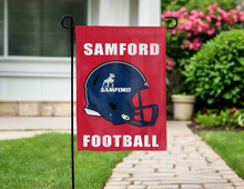 Load image into Gallery viewer, red samford football garden flag hung outside for yard decor