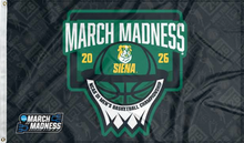Load image into Gallery viewer, siena basketball march madness 2026 flag for college dorm decor