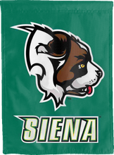 Load image into Gallery viewer, green siena university double sided house flag for game day decor