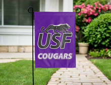Load image into Gallery viewer, purple sioux falls garden flag hung outside the home for yard decor