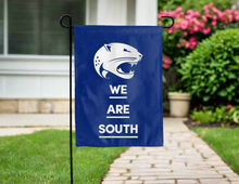 Load image into Gallery viewer, blue south alabama double sided garden flag with we are south logo for yard decor