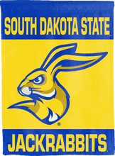 Load image into Gallery viewer, south dakota state jackrabbits double sided house flag for college dorm decor