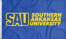 Load image into Gallery viewer, blue southern arkansas university flag for college dorm decor