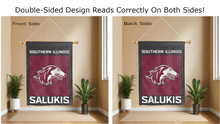 Load image into Gallery viewer, southern illinois salukis logo reading correctly on both sides of house flag