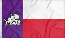 Load image into Gallery viewer, state of texas style tcu flag for college dorm decor