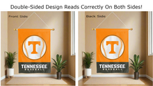 Load image into Gallery viewer, tennessee baseball logo reading correctly on both sides of double sided house flag