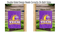 Load image into Gallery viewer, tennessee tech golden eagles logo reading correctly on both sides of purple garden flag