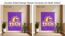 Load image into Gallery viewer, tennessee tech golden eagles logo reading correctly on both sides of purple house flag