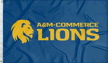 Load image into Gallery viewer, blue texas A&M commerce lions flag for college dorm decor