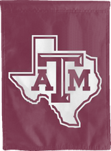 Load image into Gallery viewer, texas a&m double sided house flag with state of texas border logo for college dorm decor