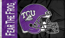 Load image into Gallery viewer, texas christian university fear the frog football flag for college dorm decor