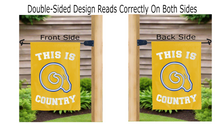 Load image into Gallery viewer, this is albany state golden rams country logo reading correctly on both sides of gold double sided garden flag