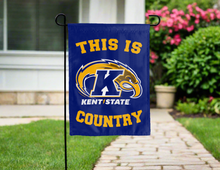 Load image into Gallery viewer, this is kent state country garden flag hung outside for yard decor